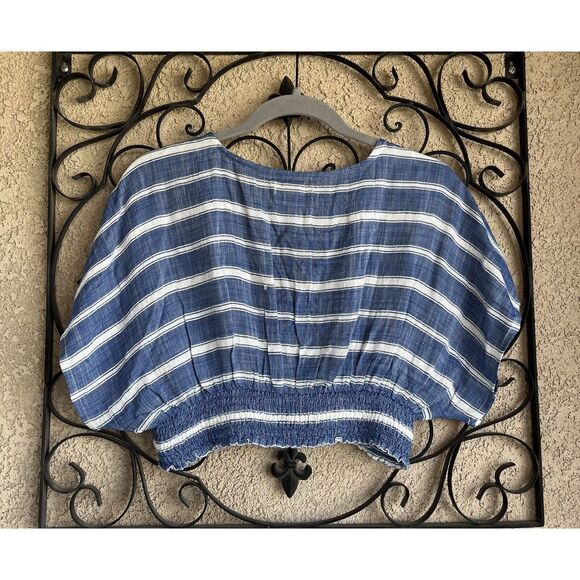 L Space Cropped Blouse - Size M - Blue/White - Picture 5 of 7